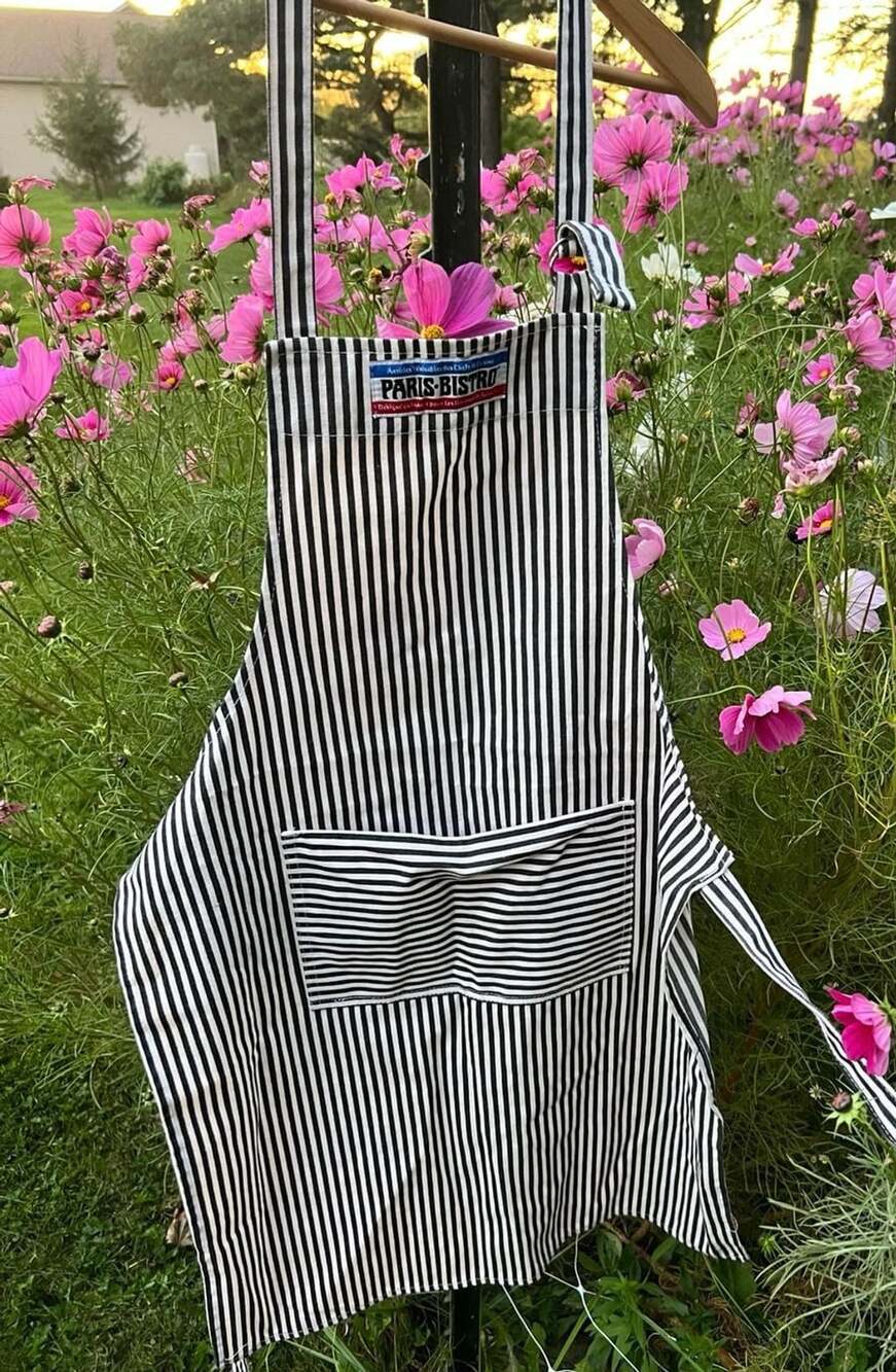 Paris Bistro Black And White Striped Kitchen Apron